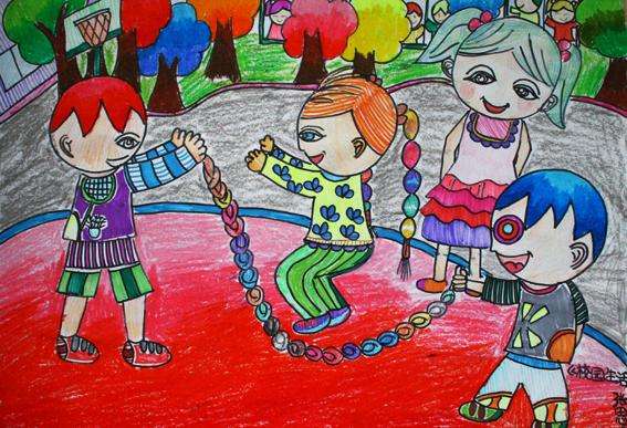 快乐的一天六一画画图片赏析