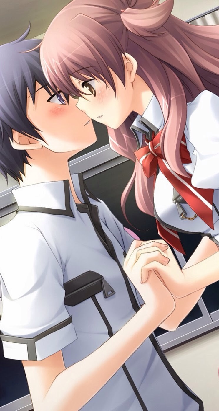 浪漫情侣接吻卡通手机壁纸744*1392