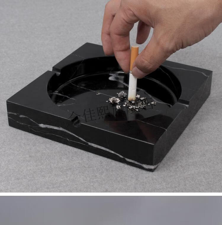 大理石烟灰缸欧式家用超大号客厅办公室摆件简约现代孔雀绿烟灰缸套餐