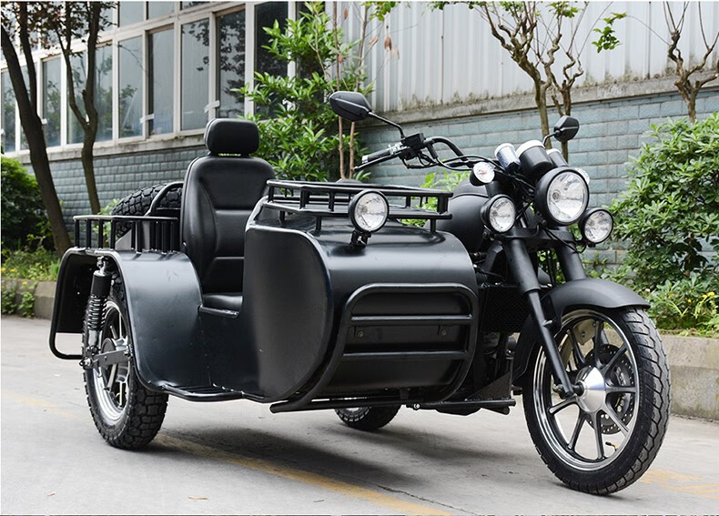 全新边三轮摩托车侧三轮侉子挎斗300cc偏三轮摩托车带倒档可上牌 军绿