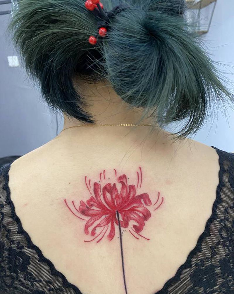彼岸花纹身图片_背部纹身图案tag标签:纹身师:刺云匠纹身店:刺云匠满