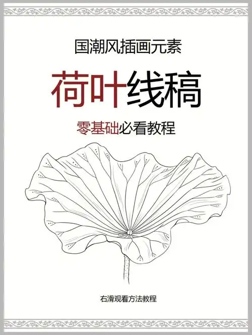 国潮风插画荷叶线稿教程零基础必看60