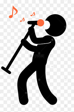 创意积木女孩听歌遛狗休闲生活人物开心高兴哼歌唱歌卡通动漫手绘可爱