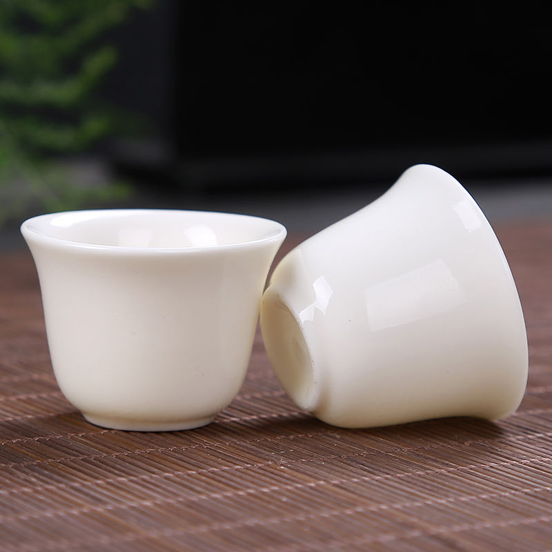 三钱杯小酒杯白瓷小品茗杯白酒小酒盅酒杯青瓷圆口酒杯60ml6个装