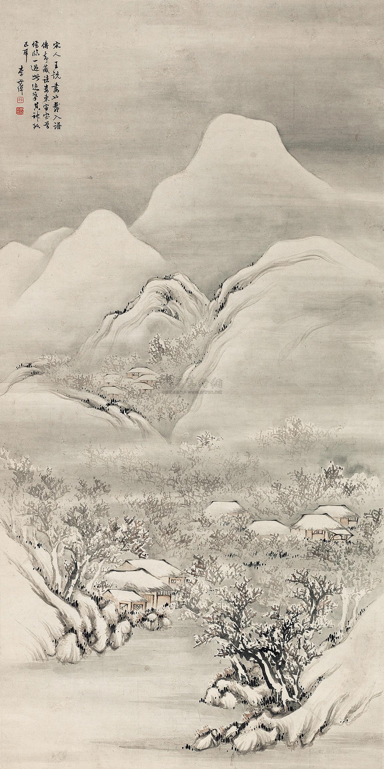 0389雪景山水立轴设色纸本