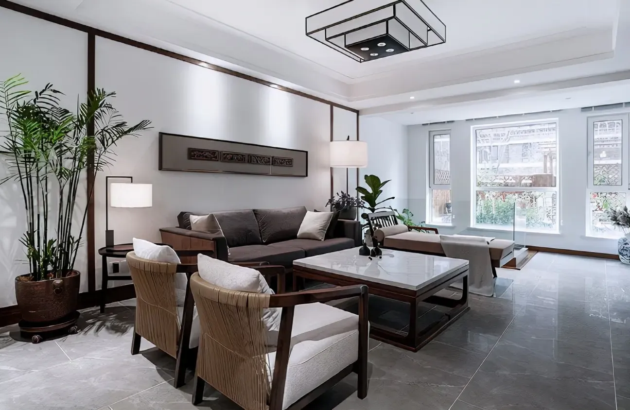 简洁中式装修效果图隐藏的会客厅太棒了