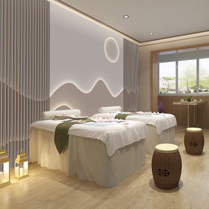 8d简约现代头疗养生馆装饰壁画新中式壁纸高档轻奢采耳美容院墙纸