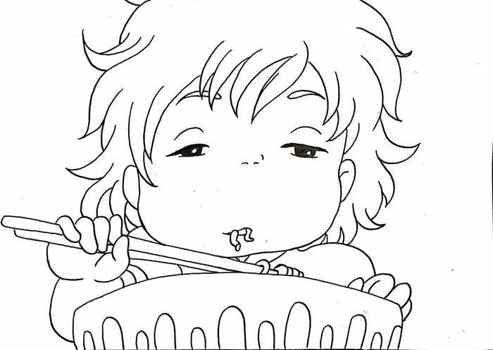 宫崎骏王国波妞吃面动漫人物简笔画