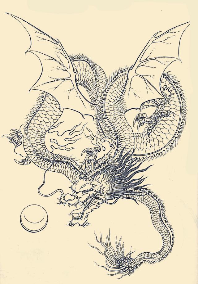 白描画稿:中华龙三十图谱