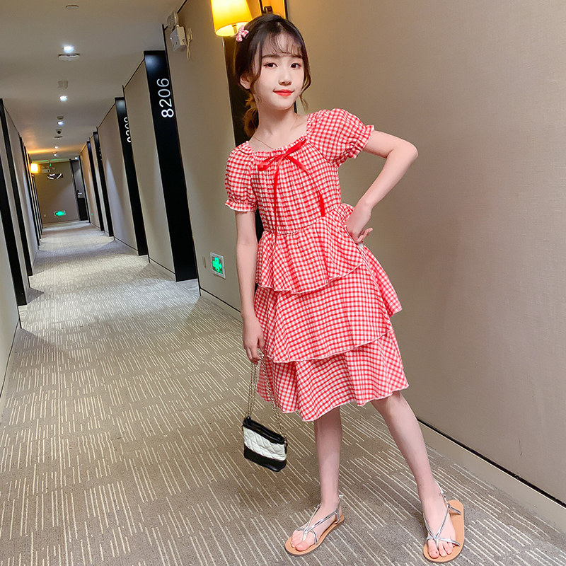 女童公主9岁洋气春秋裙子格子儿童女孩儿女孩连衣裙