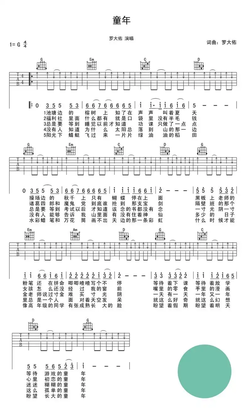 新手必须学会的几首吉他曲,附吉他谱哦