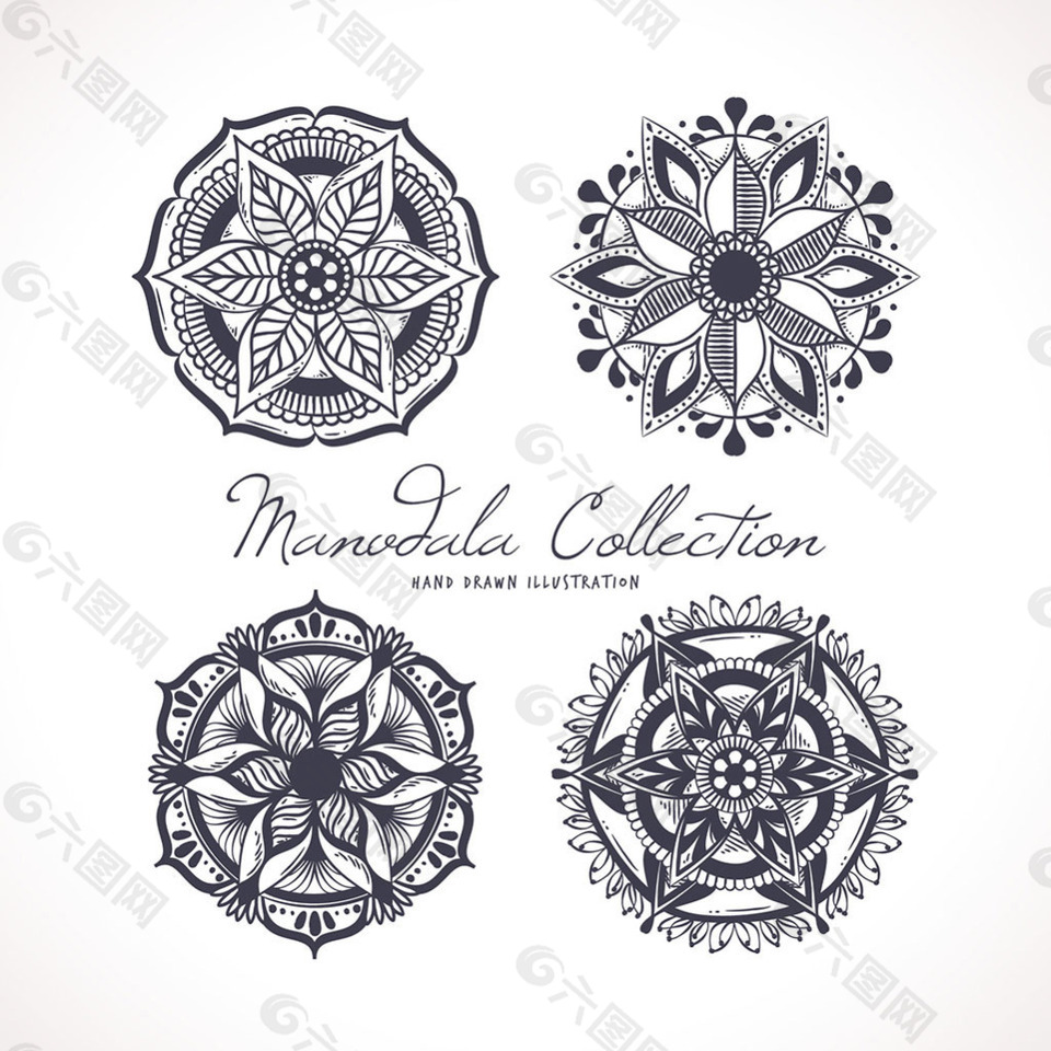 手绘曼陀罗花纹装饰图案