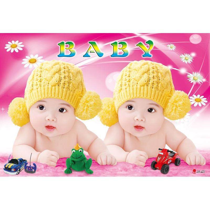 可爱漂亮龙凤男女孩胎教宝宝海报画报婚房墙贴娃娃贴画年画双胞