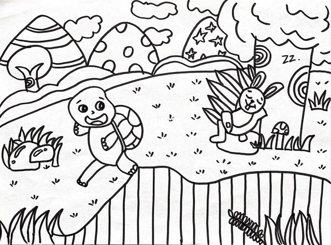 龟兔赛跑儿童故事绘本简笔画