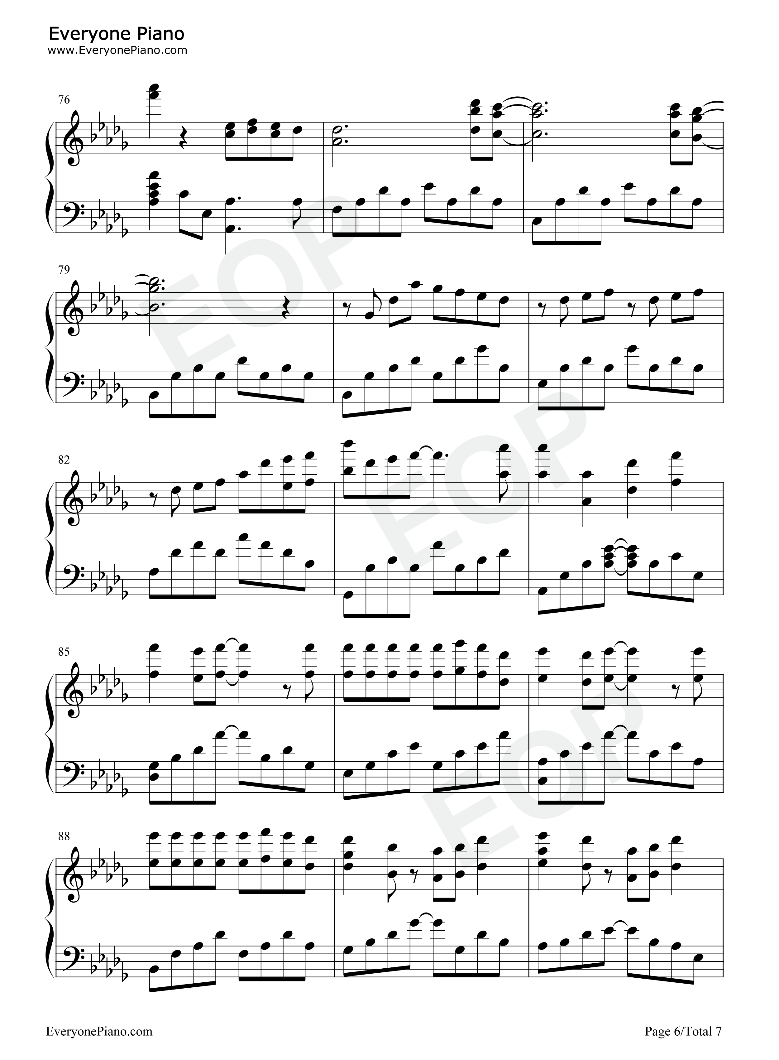 美人鱼-周杰伦五线谱预览6-钢琴谱文件(五线谱,双手简谱,数字谱,midi