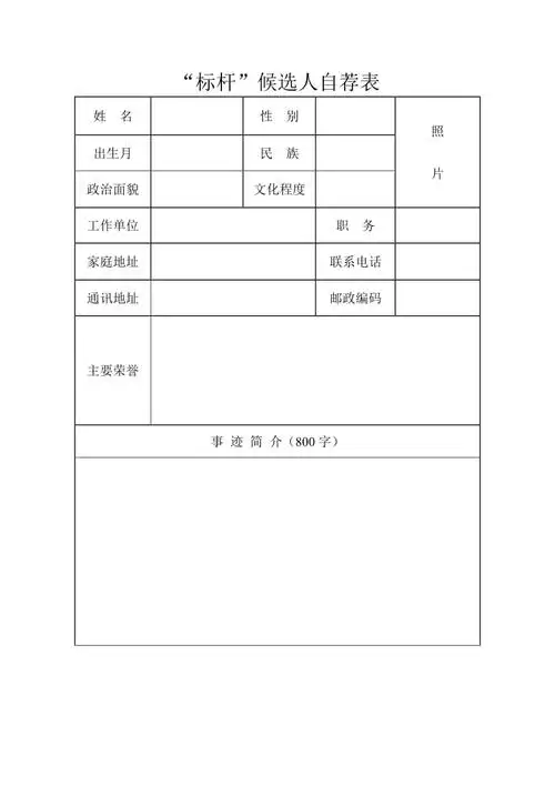 标杆候选人自荐表
