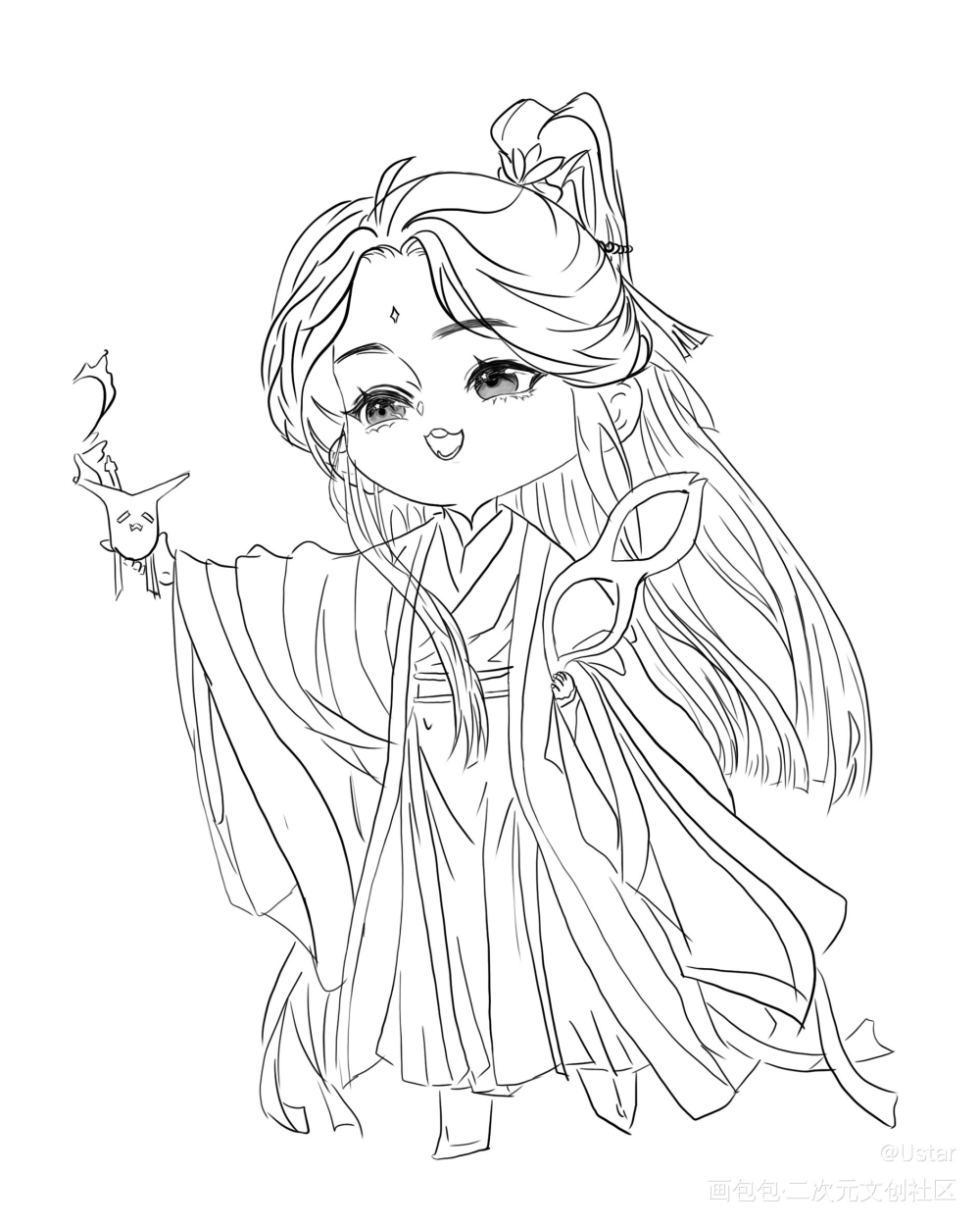天官赐福谢怜说好了要画画的 我画了 只是把草稿变成线稿了 清了下线