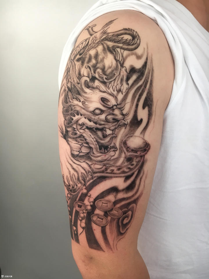 大臂貔貅_纹身图案手稿图片_叶强的纹身作品集