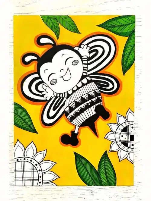 马克笔儿童画《小蜜蜂》