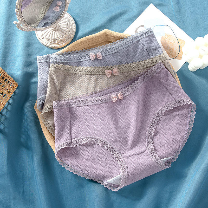 现货纯棉凹凸纹舒适透气中腰女士内裤纯棉内档柔软亲肤女三角内裤