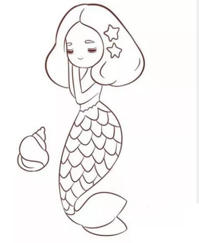 美人鱼简笔画怎么画漂亮 美人鱼简笔画彩色教程-素描自学网