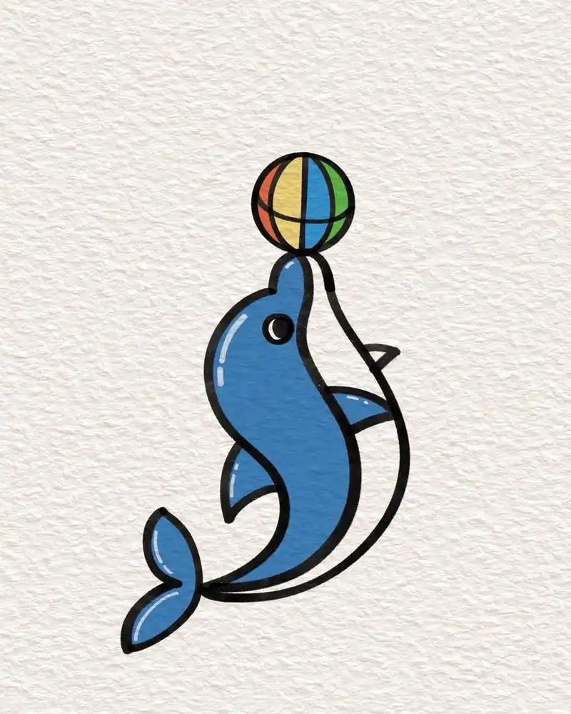 每天学习一个简笔画小技巧-简笔画海豚,赶快动手画起来#简笔画 - 抖音