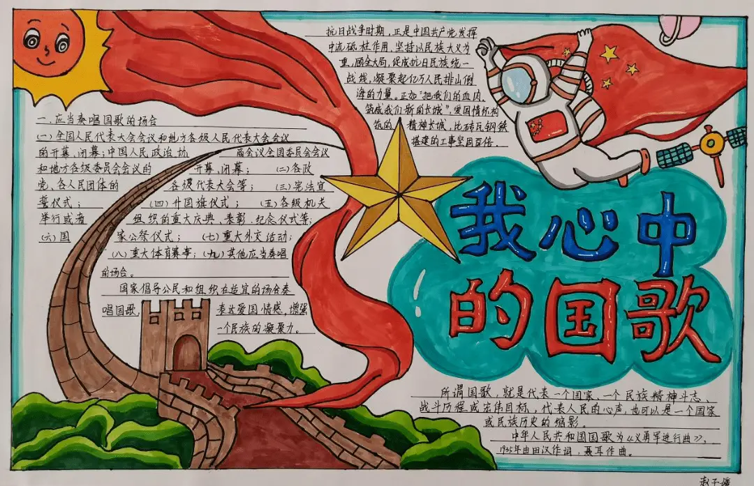 我心中的《国歌》——六年级音乐手抄报展_旋律_张玉珠_赵沂云