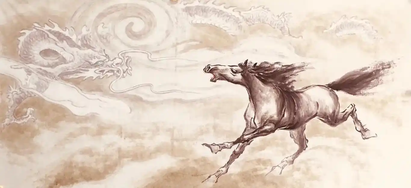 王富强国画作品《天马歌》#弘扬国学经典文化 #手绘国画作品  - 抖音