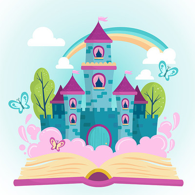 手绘卡通城堡矢量