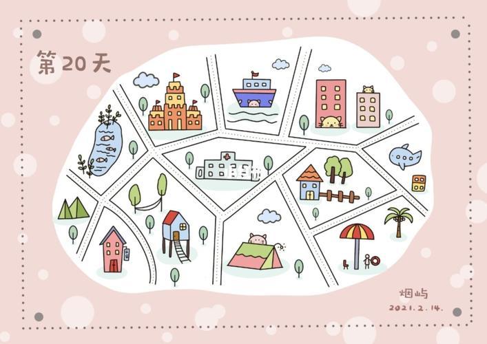 城市地图简笔画卡通版