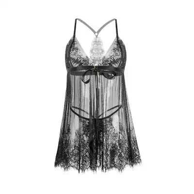 透明睡衣女全透超薄纱性感透视装情趣挑逗内衣骚开襟诱惑睡裙超短