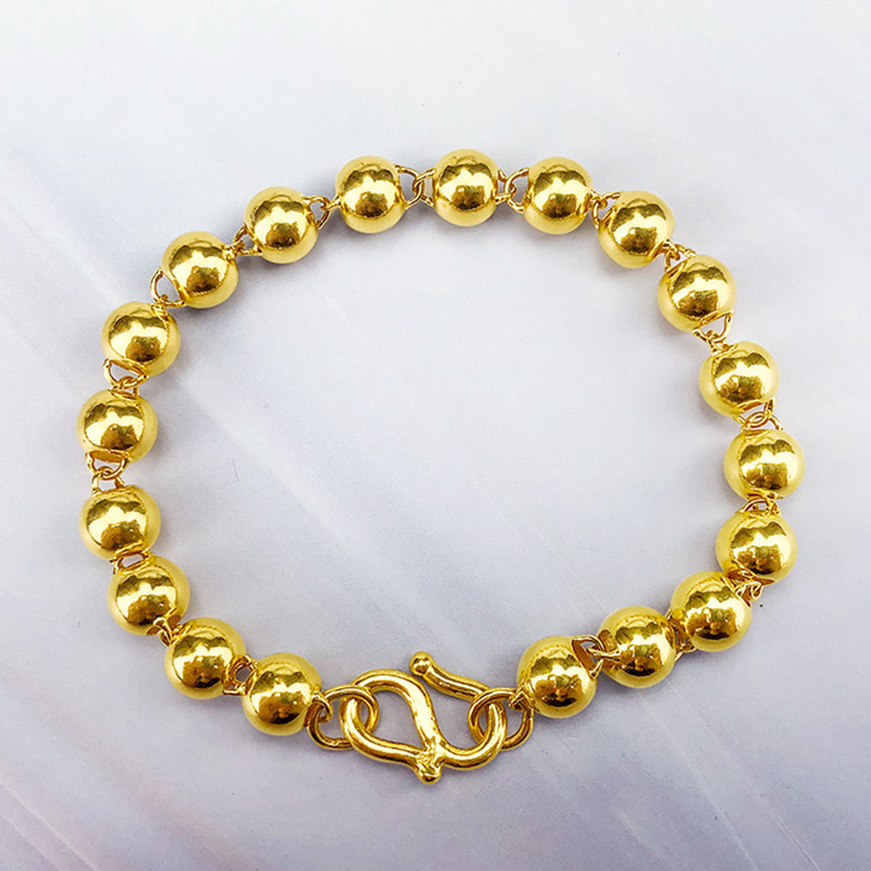 名媛珠宝 黄金光珠手链男女9999足金情侣款珠珠简约气质珠珠手链