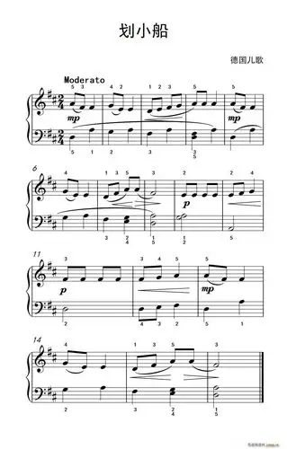 划小船(约翰 汤普森 成人钢琴教程 第一册) 歌谱简谱网