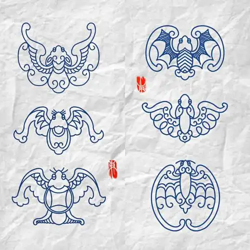 中国传统纹样一组小蝙蝠