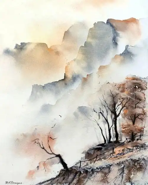 水彩山水