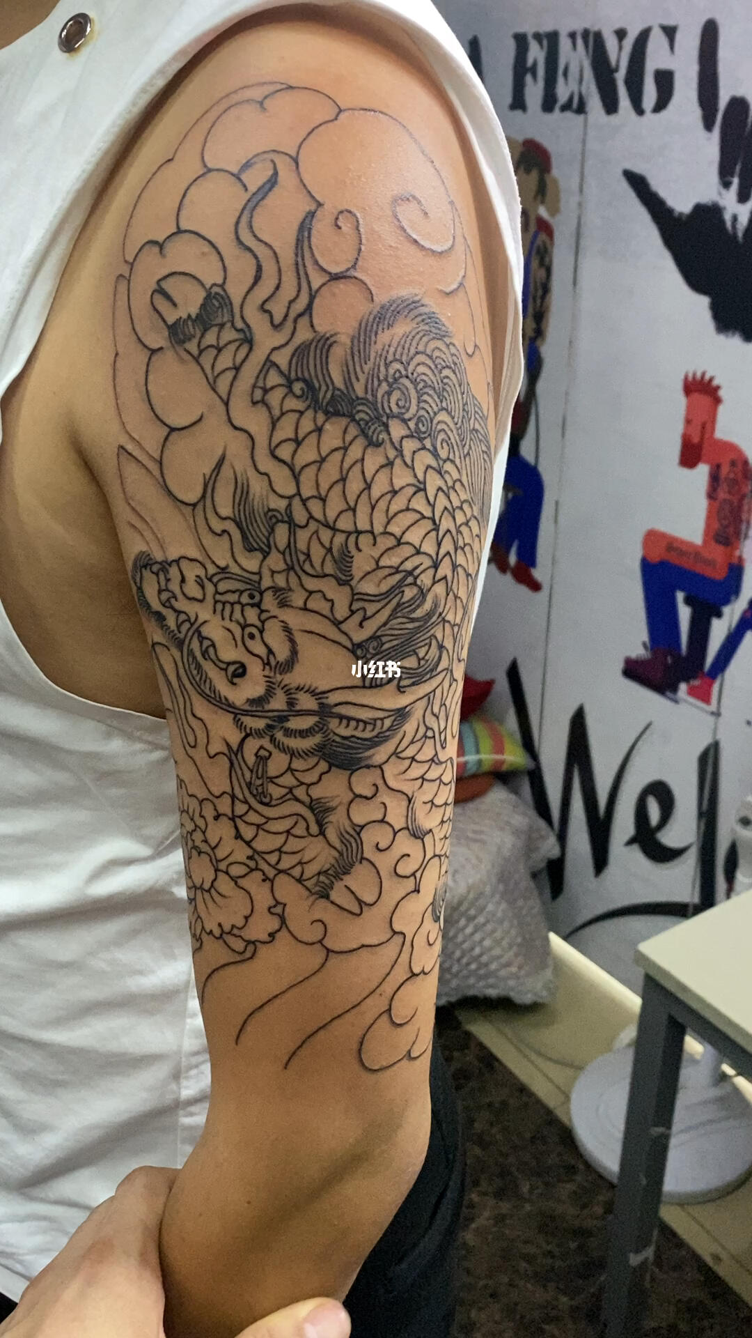 肩部麒麟纹身丰台纹身