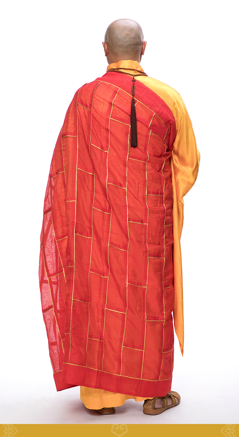 供养师傅金边祖衣袈裟夏季薄款寺庙高僧佛教僧衣搭衣红色住持法衣 红