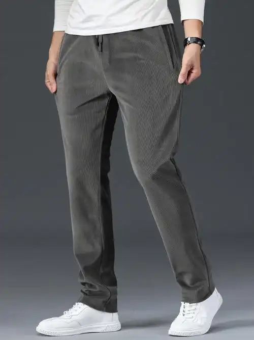 高端轻奢灯芯绒运中动闲男士宽松直筒长裤秋冬休闲裤