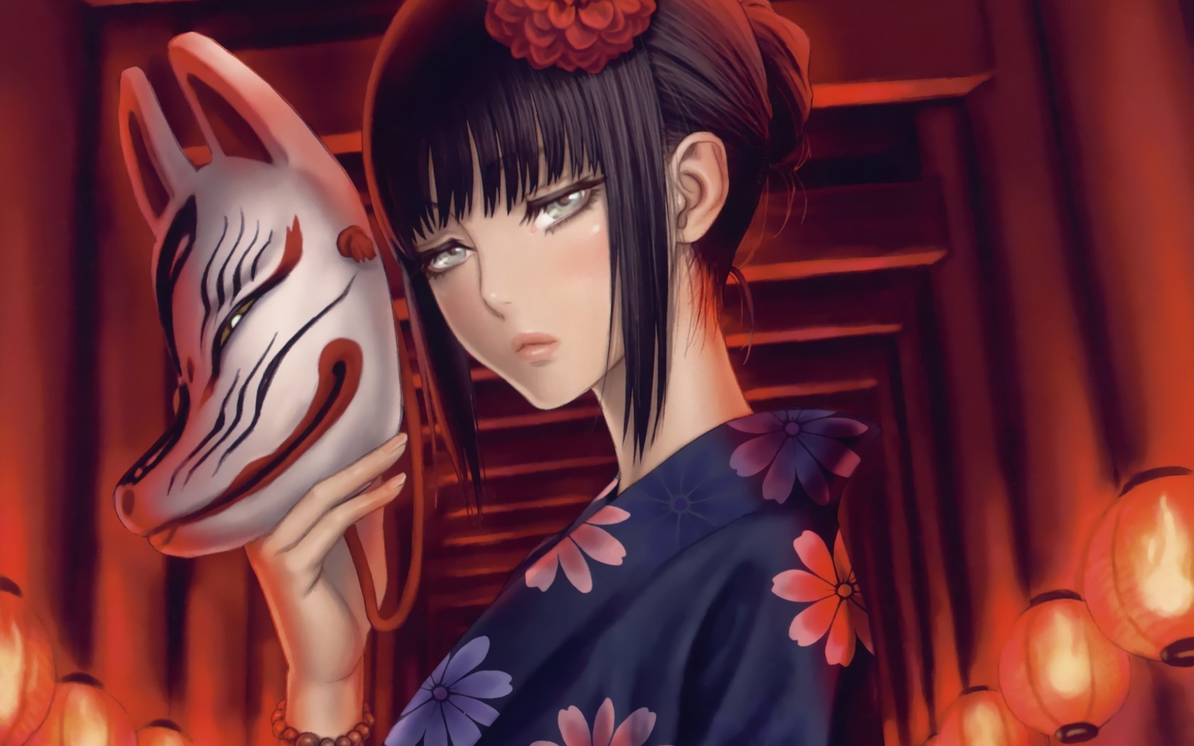 动漫和服少女创意艺术人物高清桌面壁纸图片下载