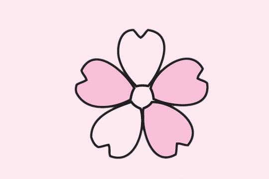樱花简笔画彩色的一朵