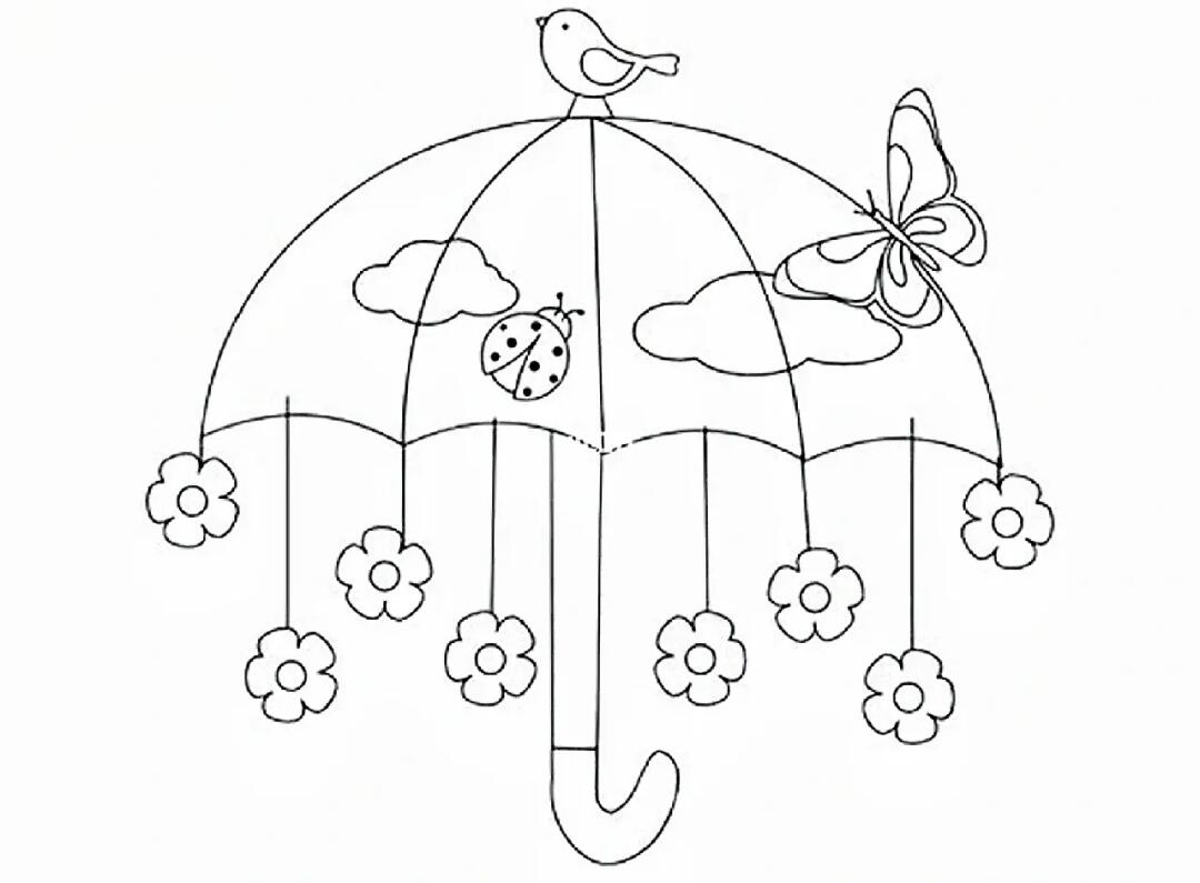 小雨伞简笔画横版可打印