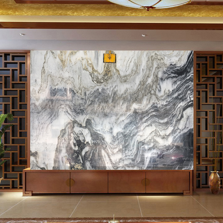 天然山水画大理石 山水纹客厅背景墙 天然水墨山水画石材背景墙