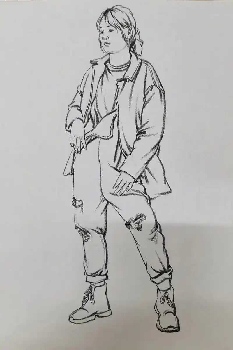 速写 #速写教学 #速写人物 #跟着抖音学画画 搞一组站姿 - 抖音