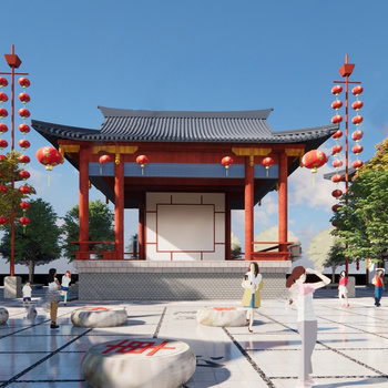 中式传统戏台模型su模型下载[id:102125400]_建e室内设计网