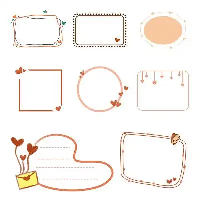 手绘简约可爱爱心边框简约线条手绘边框png素材