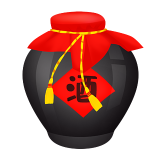 手绘白酒酒坛子古风中国风免抠png