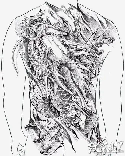 满背龙纹身满背龙纹身手稿满背龙纹身手稿图案