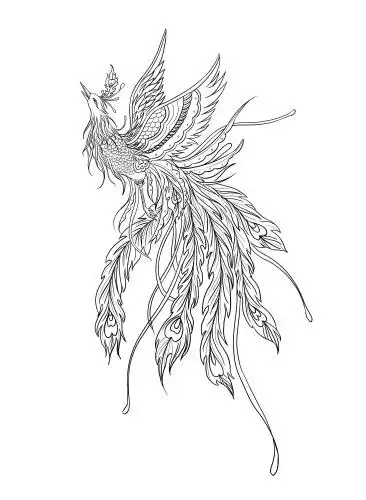 国潮凤凰线稿 凤凰