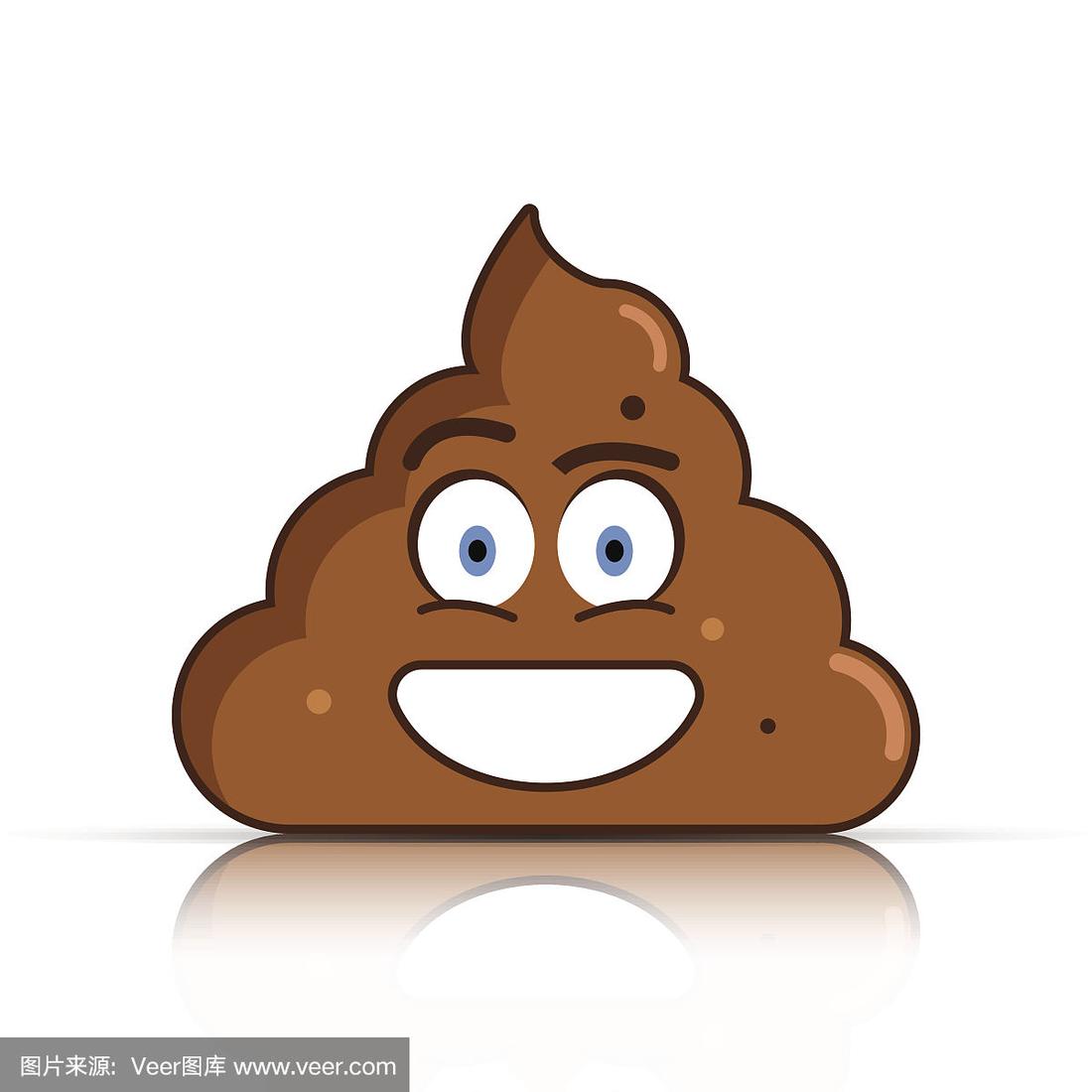 粪便表情符号.粪便的脸.向量