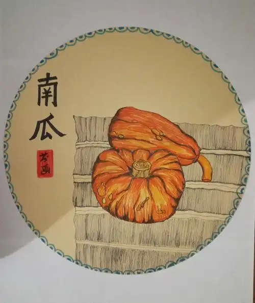 卡纸线描绘画作品欣赏《南瓜》